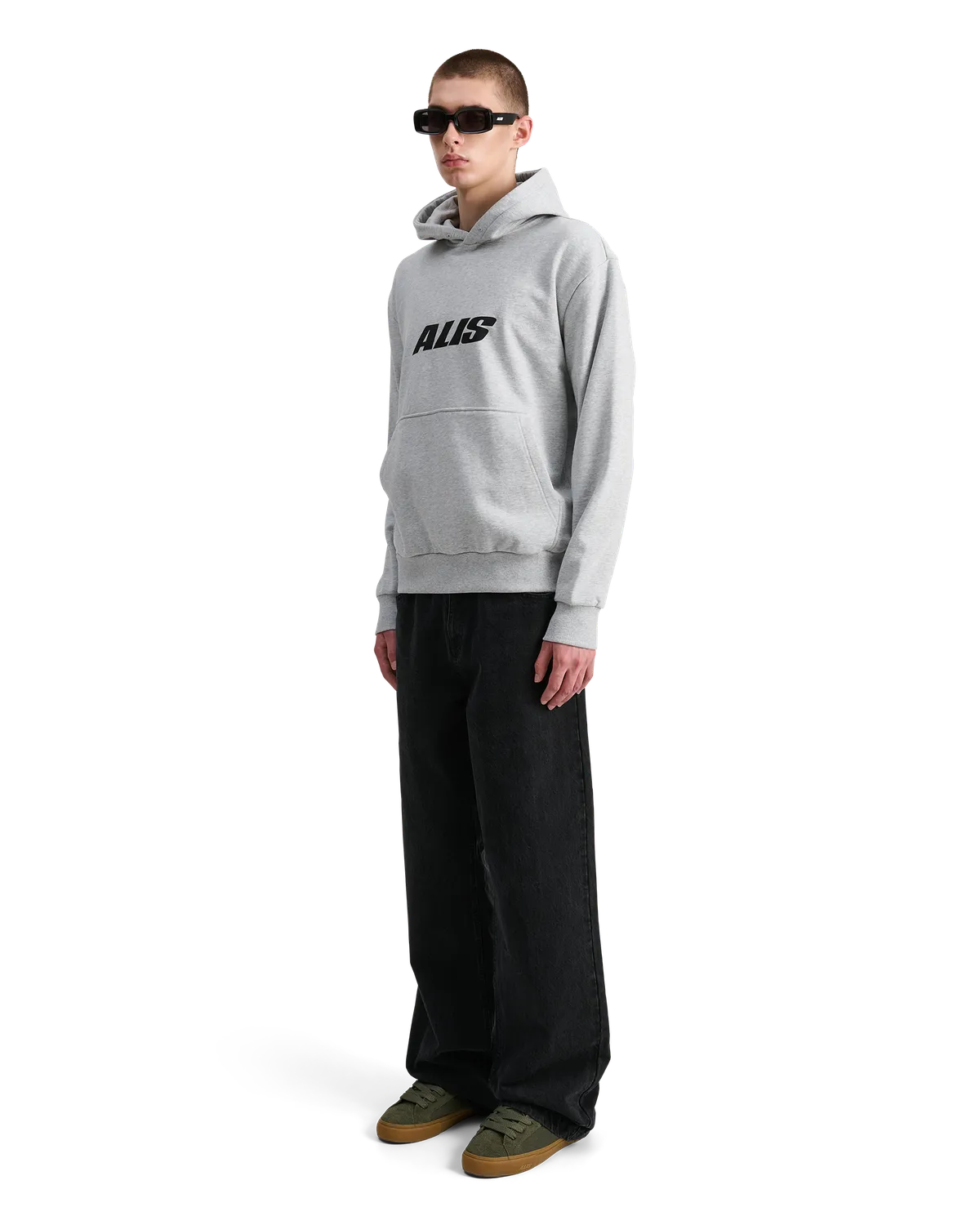 Alis Aori Chest Logo hoodie grey melange bomuld