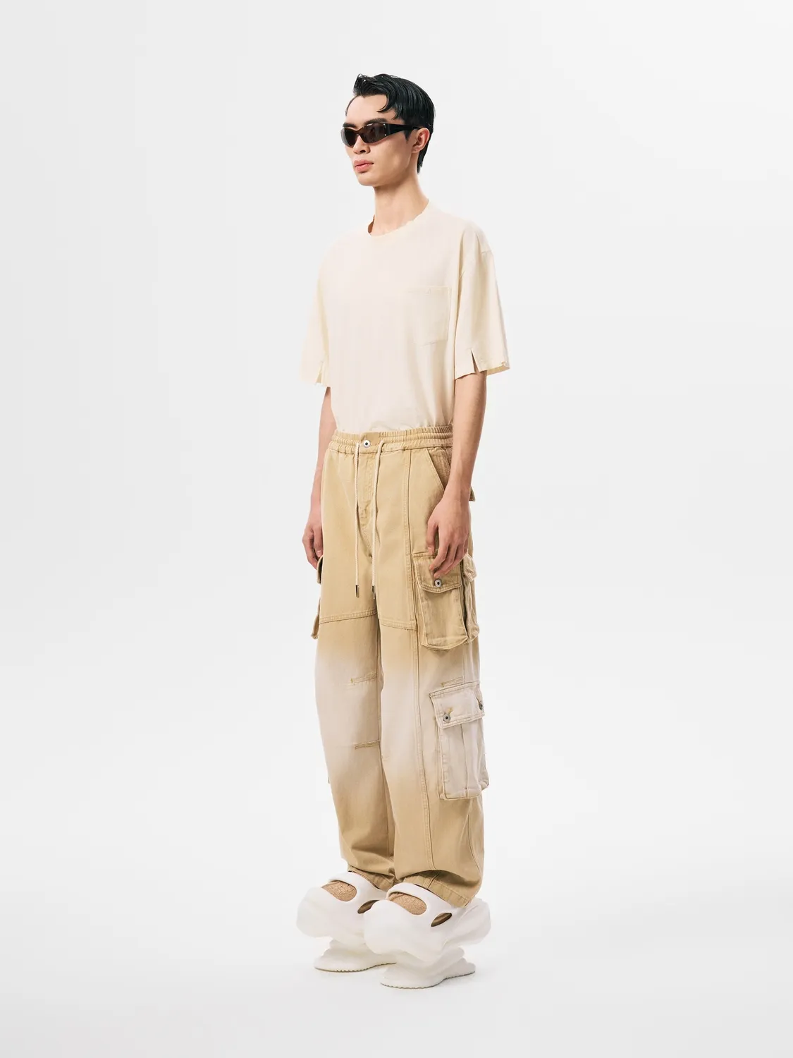 Feng Chen Wang Gradient Denim cargo bukser håndfarvet