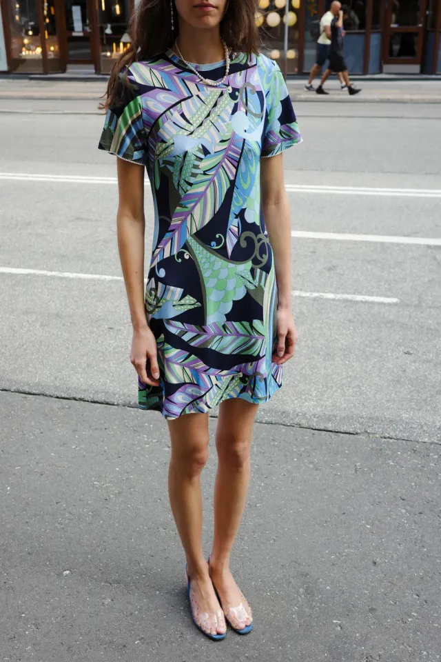 Caro Editions T-Shirt Dress t-shirtkjole teal mix viskose