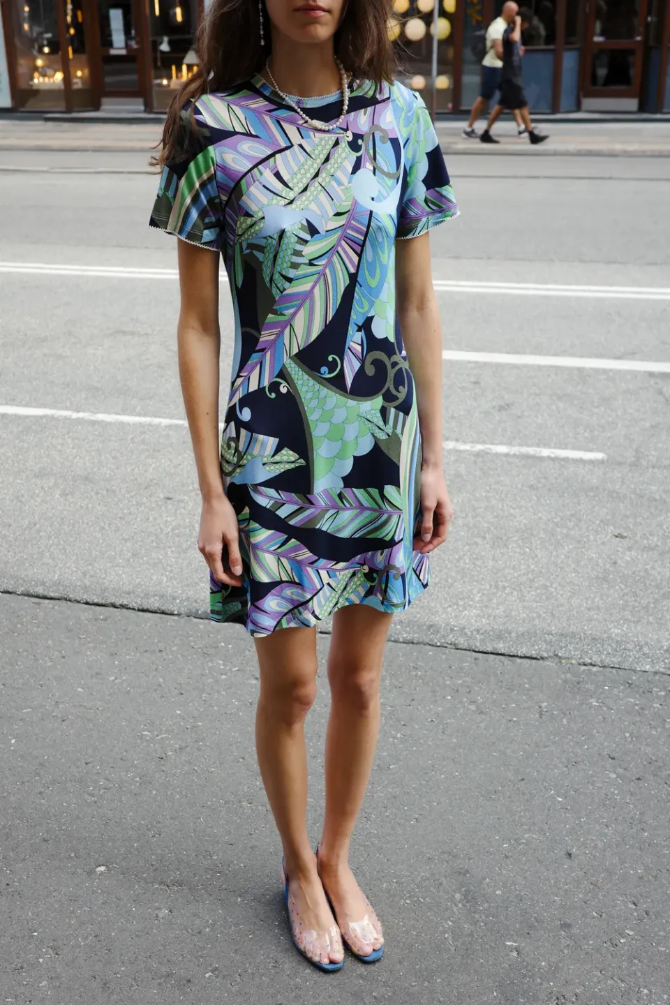 Caro Editions T-Shirt Dress t-shirtkjole teal mix viskose