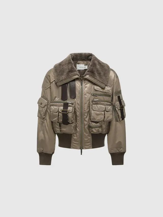 Feng Chen Wang Multipocket Cargo Jakke nylon sort