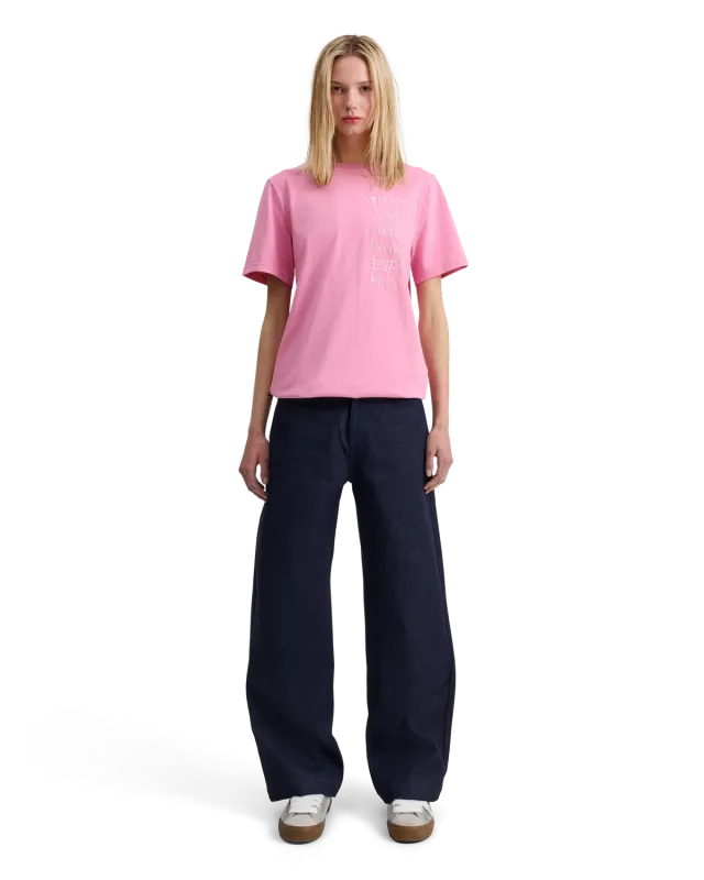 Alis Jeron t-shirt broderi solid pink