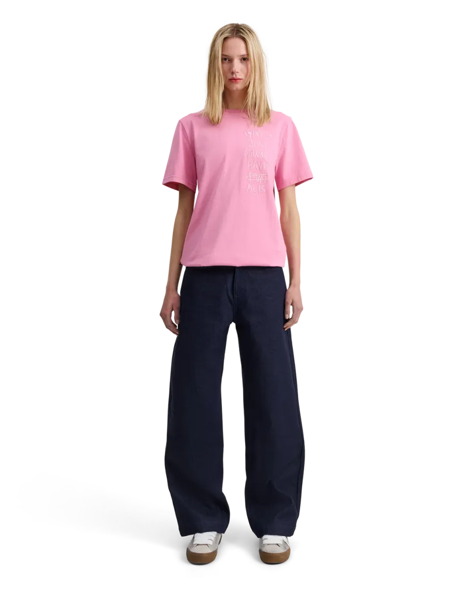 Alis Jeron t-shirt broderi solid pink