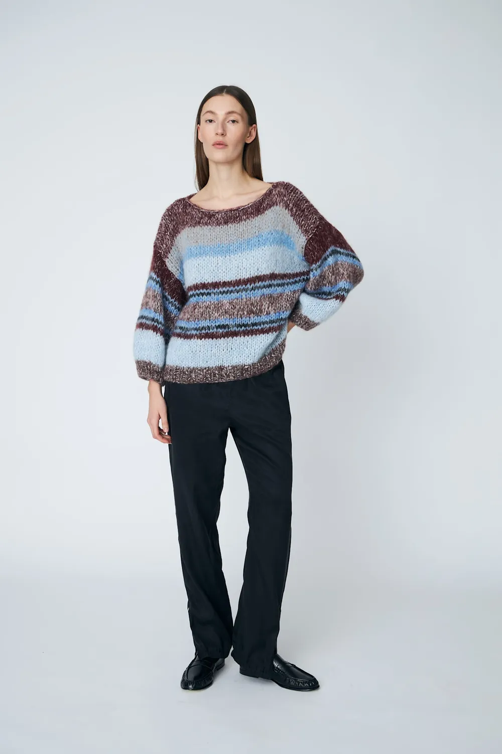 DAWN x DARE Lola Crew striktrøje midnight raisin mohair