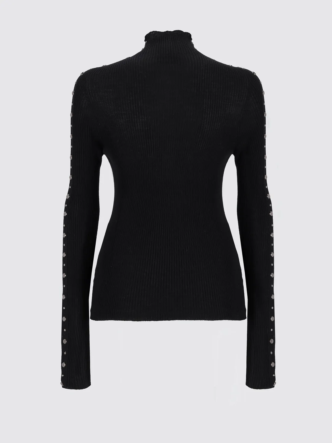 Laneus Extrafine Wool rullekrave sort rib tætsiddende