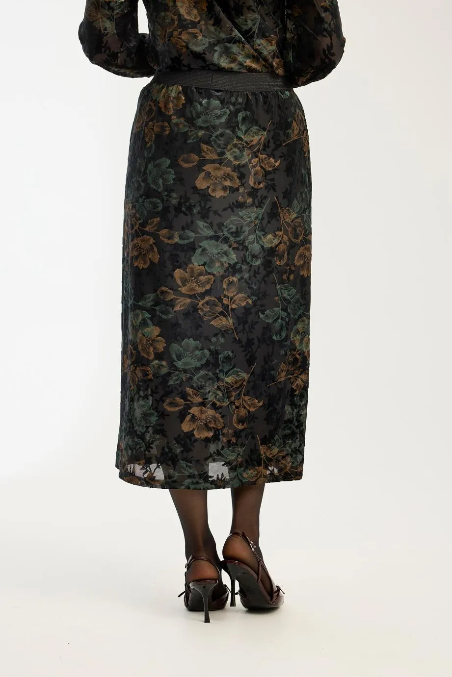 IN FRONT Nellie nederdel midi transparent velour