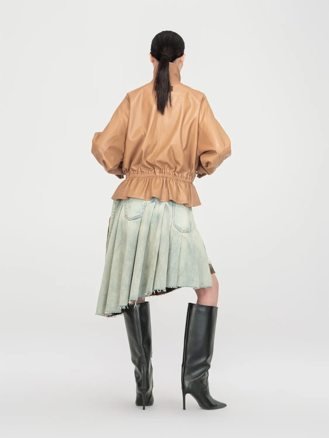 Feng Chen Wang Elastic Waist Jacket PU-jakke khaki talleret
