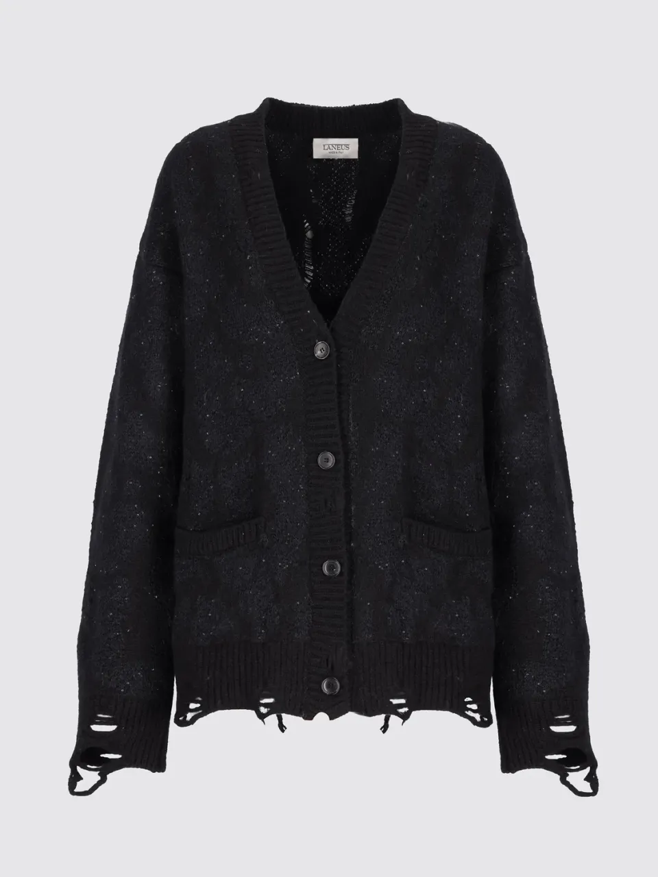 Laneus Leopard jacquard cardigan sort mohair