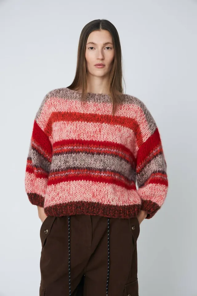 DAWNXDARE LOLA CREW 335 sweater chili stribet