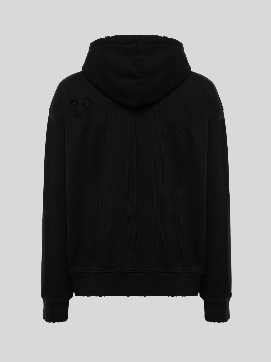 Laneus Destroyed hoodie sort bomuld boxy