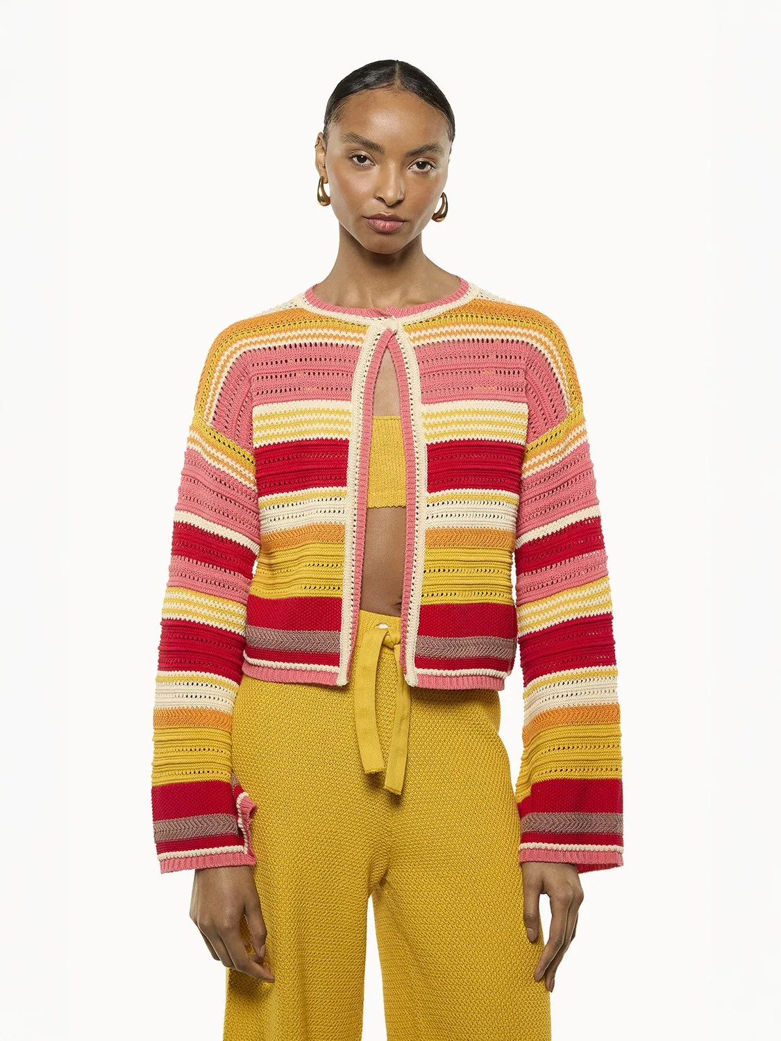 Laneus Multicolor cardigan pink bomuld