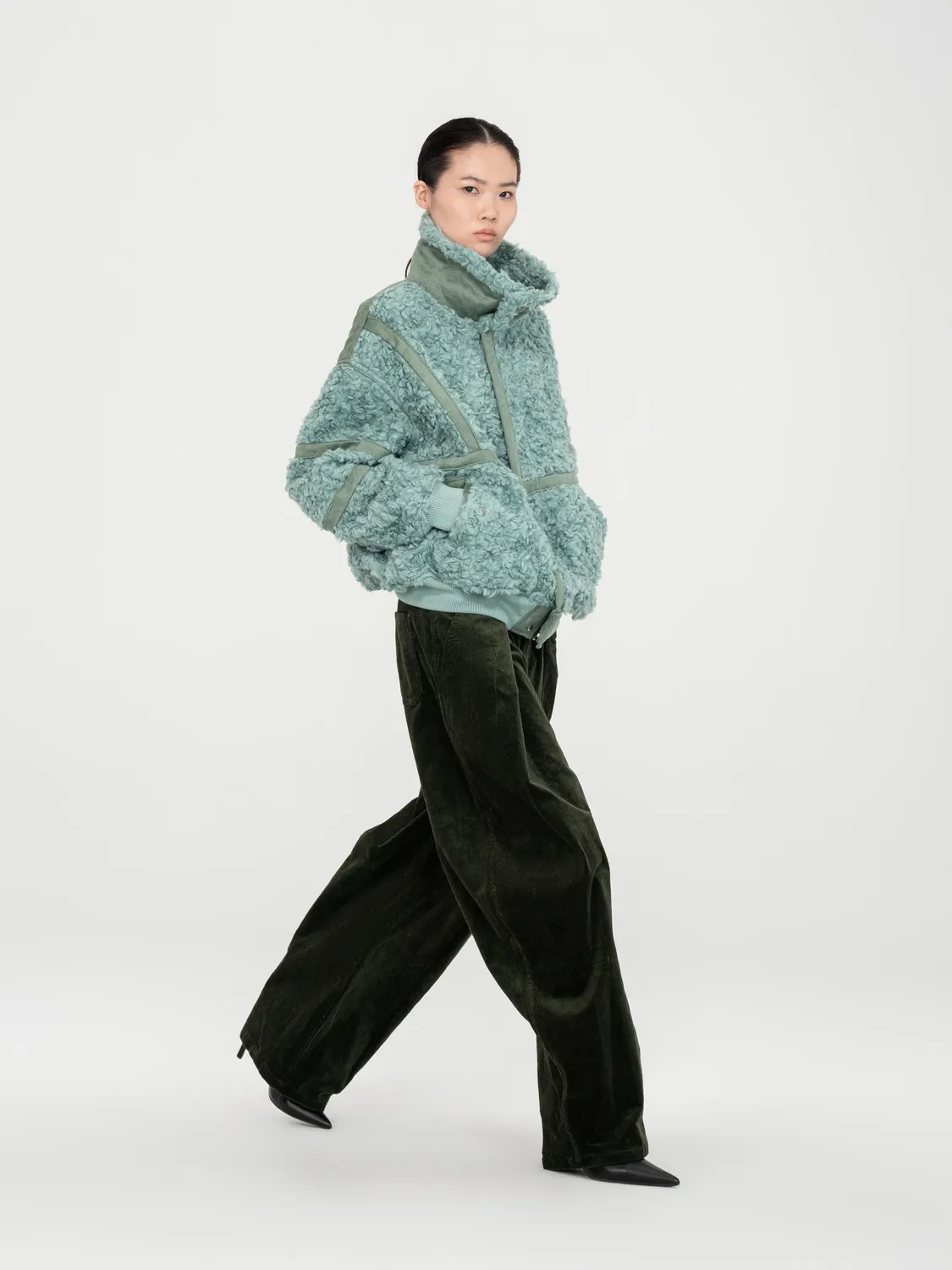 Feng Chen Wang Reversible Shearling jakke grøn vendbar