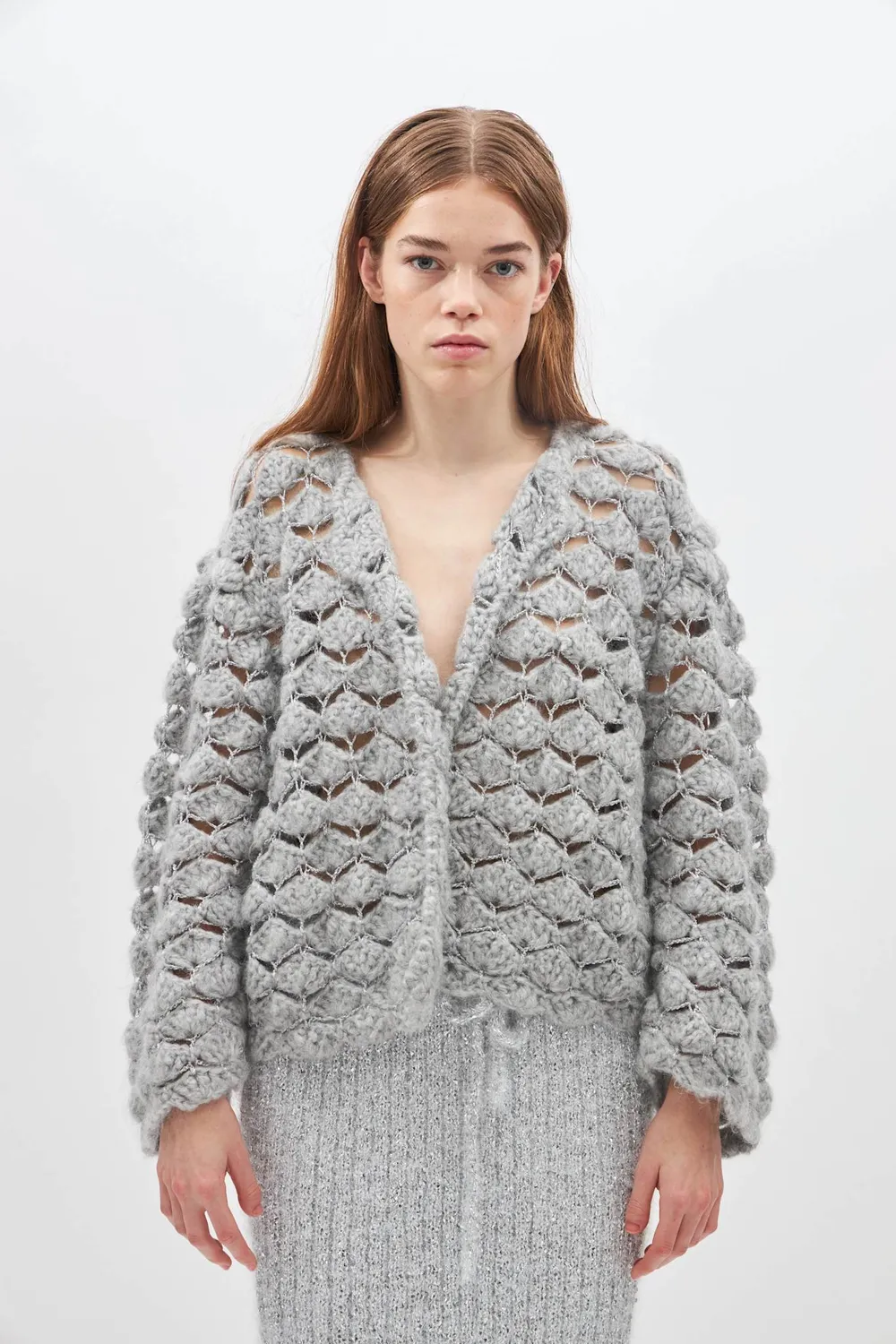 DAWNXDARE Ginza cardigan 190 cloud silver hæklet