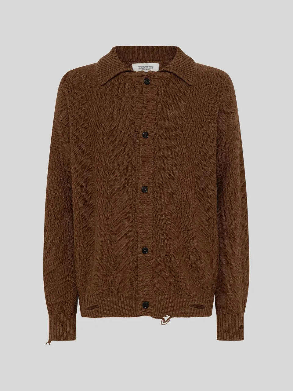 Laneus Knitted Polo Shirt poloskjorte chocolate bomuld