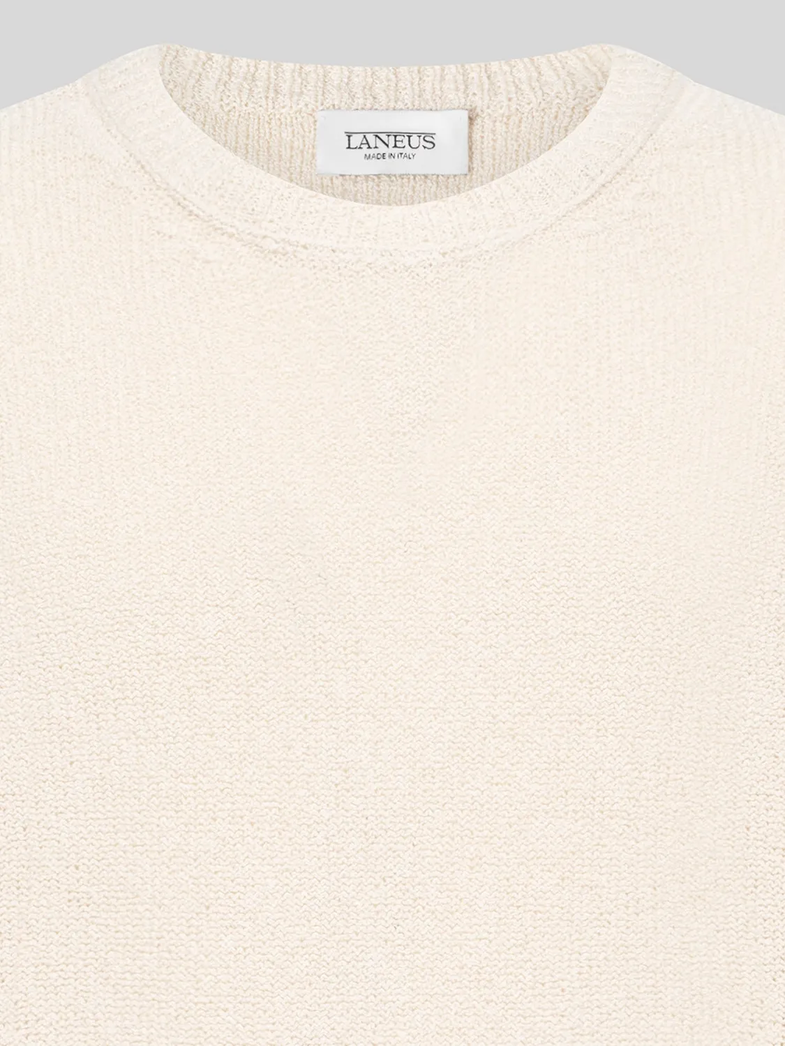 Laneus Cashmere and Silk Crew Neck Sweater strik creme cashmere