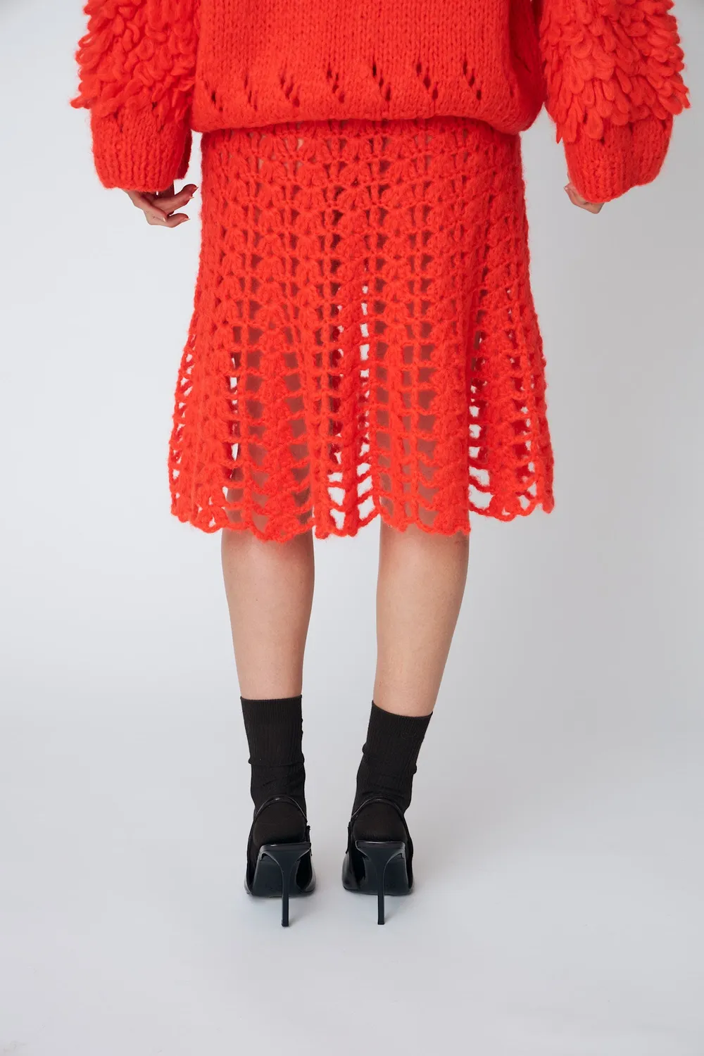 Dawn x Dare Emma Crochet nederdel chili mohair