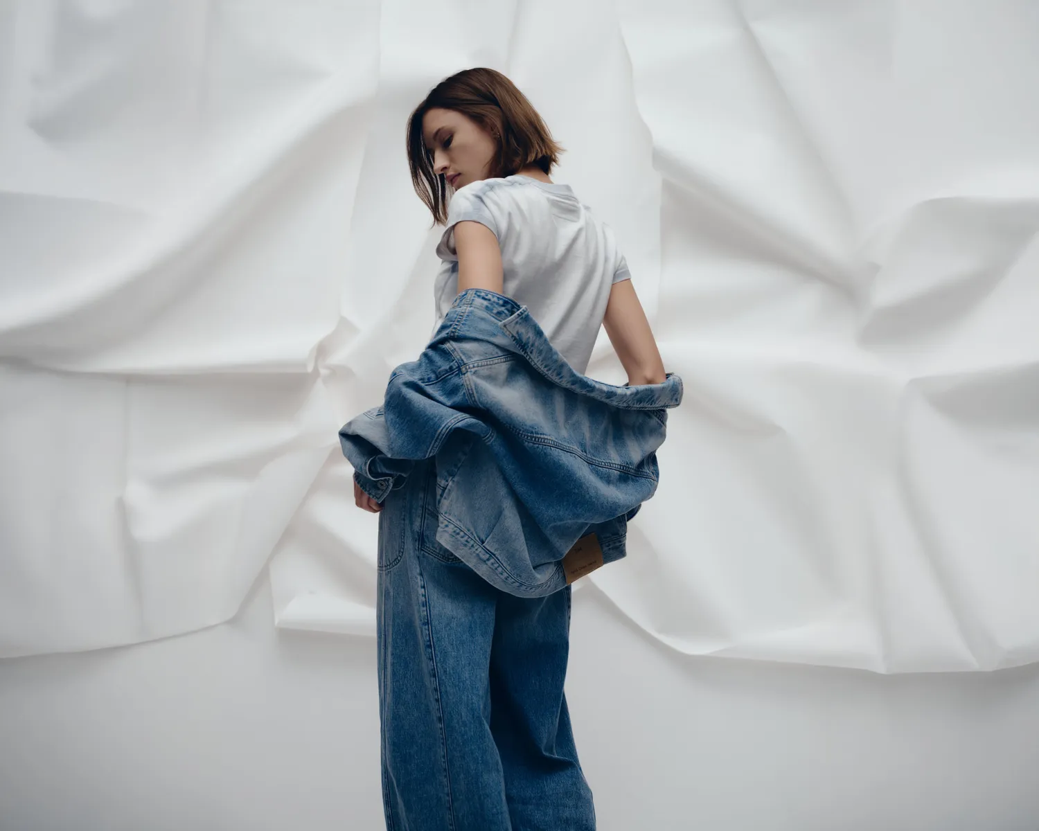 Lee x Feng Chen Wang L/S cropped denimjakke dame S-L lynlås