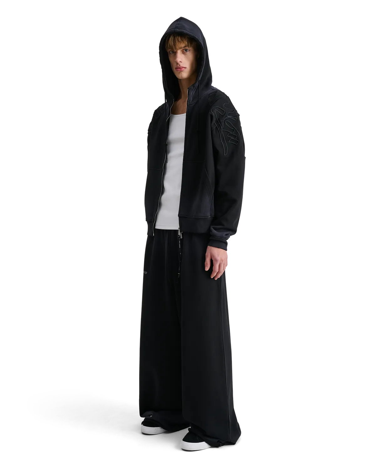 Alis Gyll Hoodie zip-hættetrøje Faded Black broderi