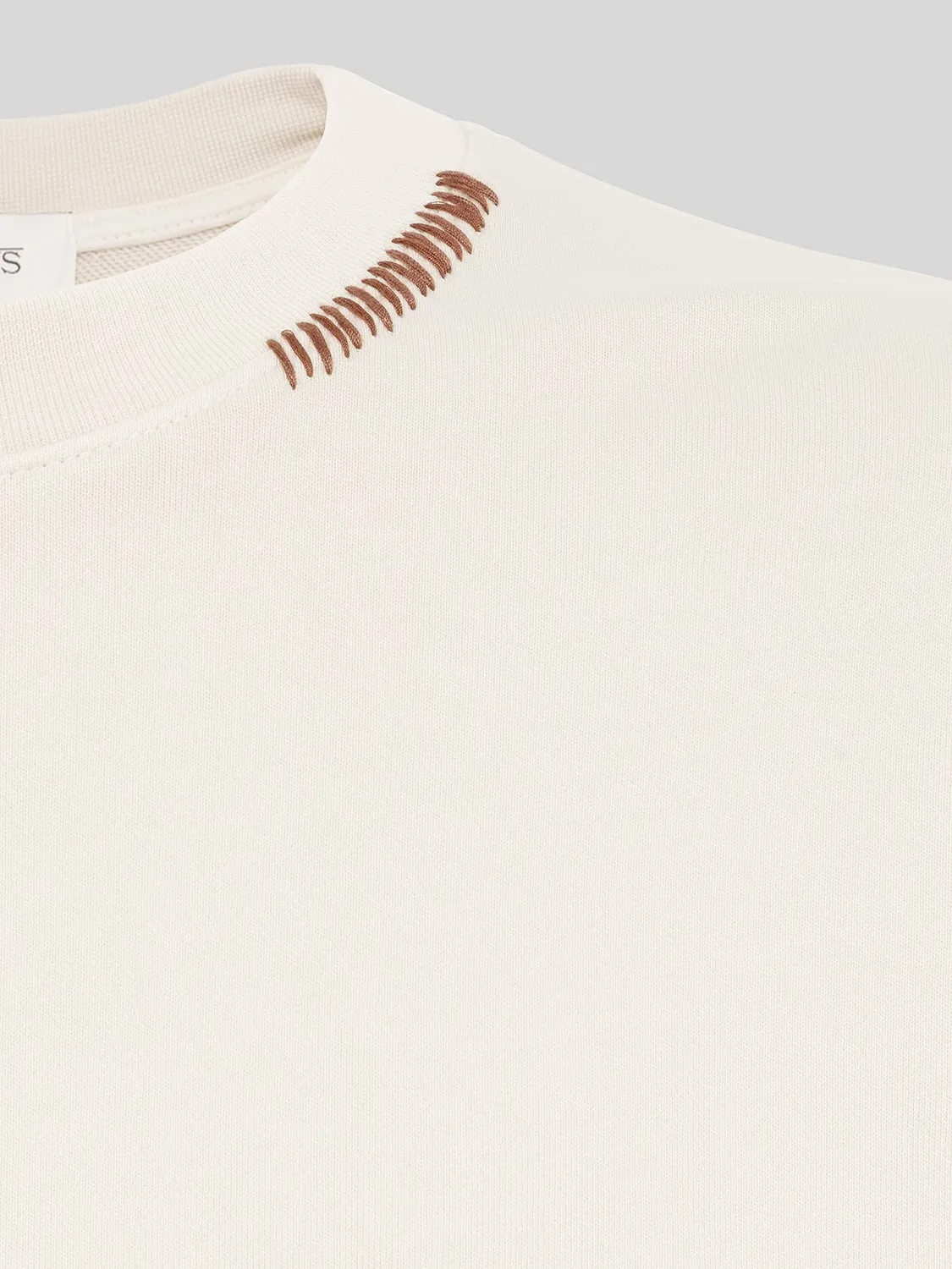 Laneus Crew Neck Cotton Sweatshirt Cream bomuldssweatshirt