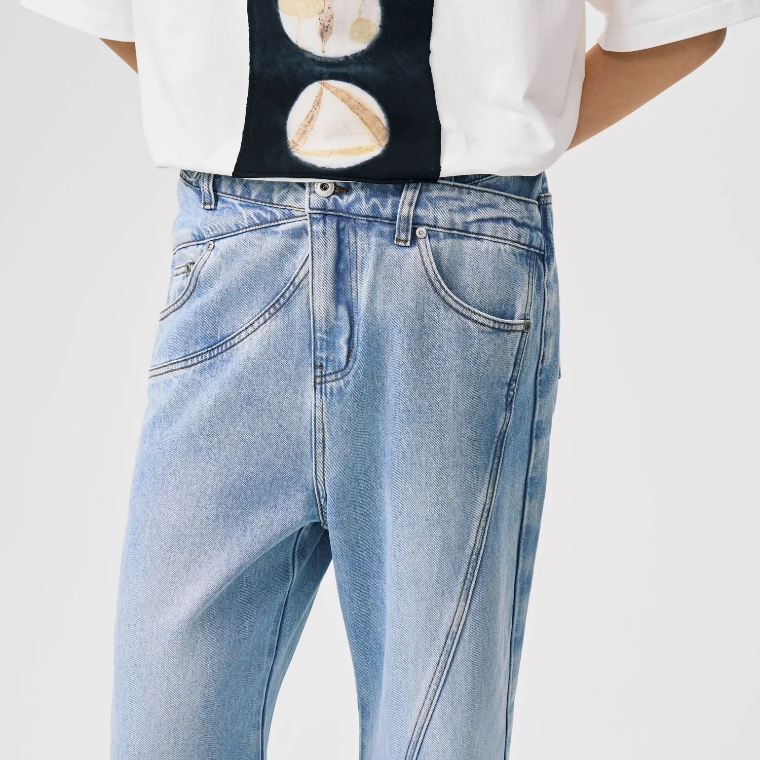 Feng Chen Wang Cross Waistband Jeans straight leg krydset