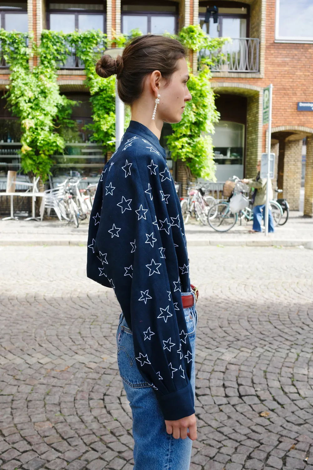 Caro Editions Susan skjortejakke navy stjerne broderi