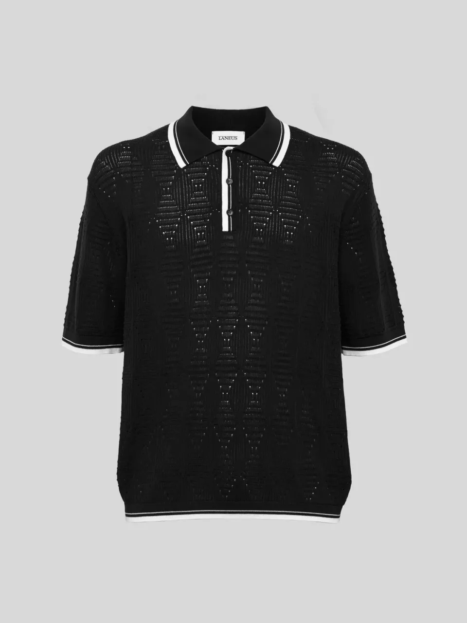 Laneus Openwork Knit polo sort hullet bomuld