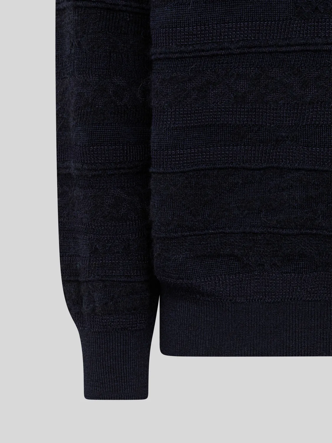 Laneus Lightweight Jacquard Crewneck strik navy uld