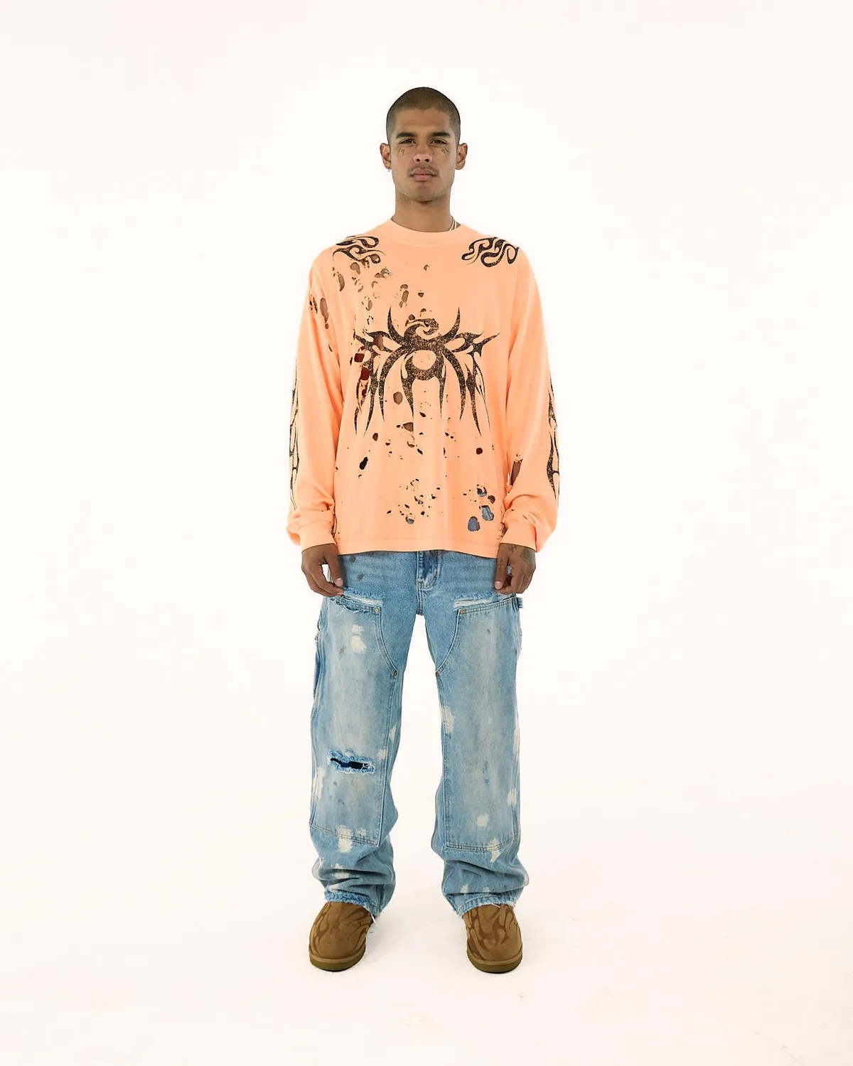 Hellstar Tribal longsleeve orange vintage bomuld