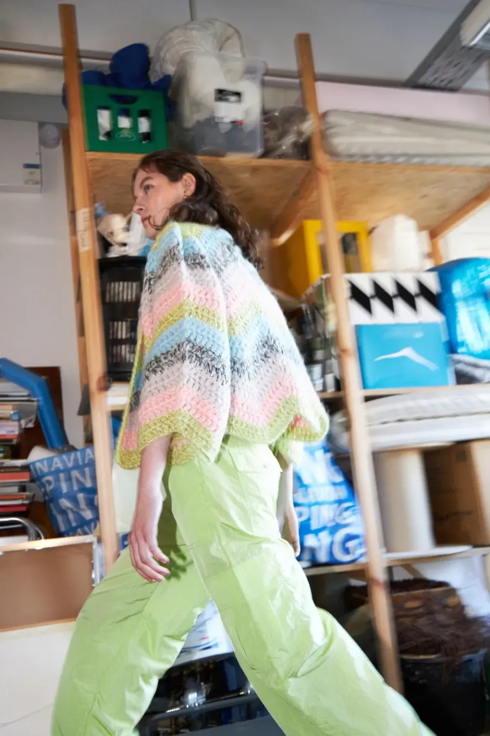 DAWNXDARE Ginza Stripe 917 hæklejakke absinth mohair