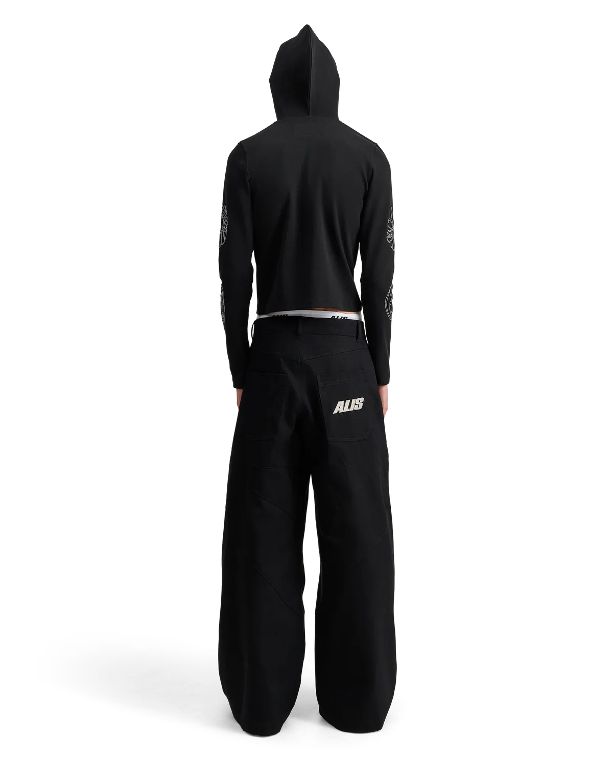 Alis Nortey hoodie sort lynlås cropped XS-XL