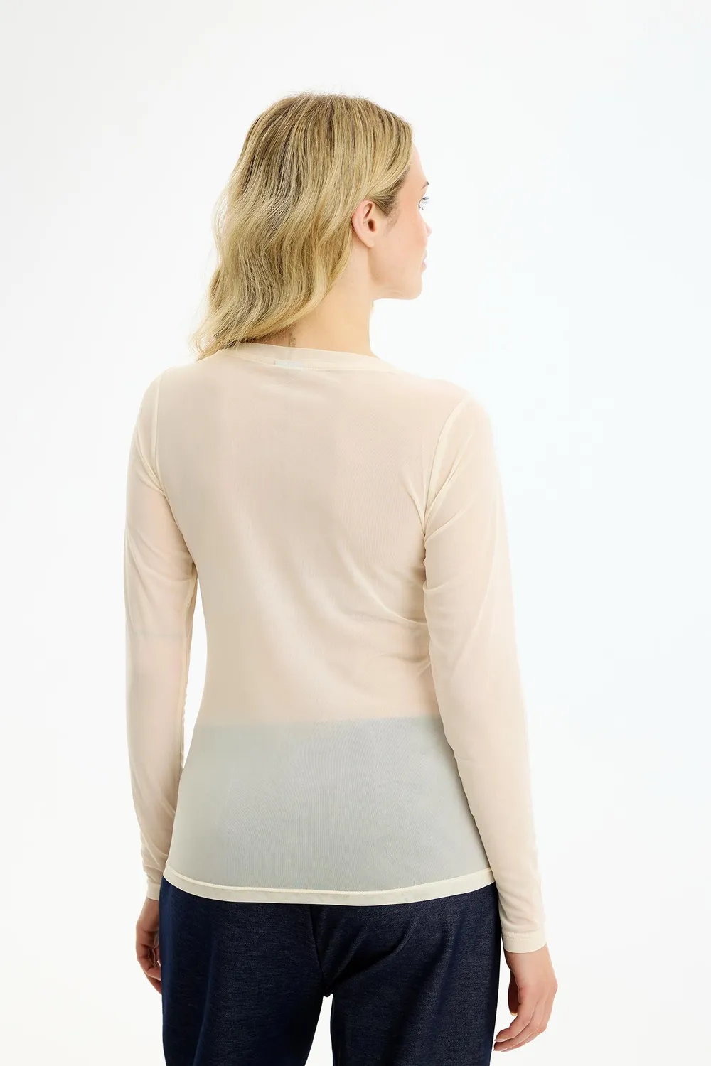 IN FRONT Gro Mesh t-shirt langærmet gennemsigtig