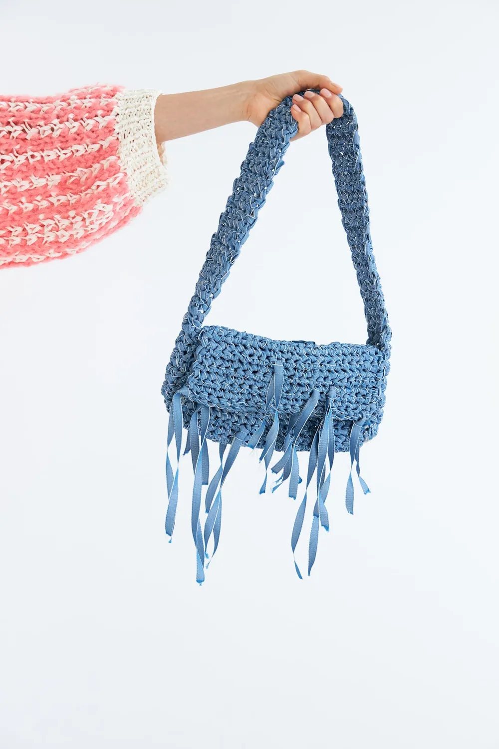 DAWNXDARE Dean 642 Denim Blue skuldertaske hæklet bomuld