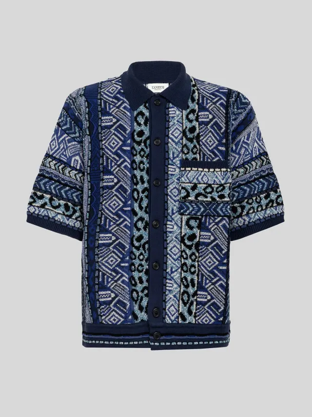 Laneus Multi-Yarn poloshirt blå bomuld