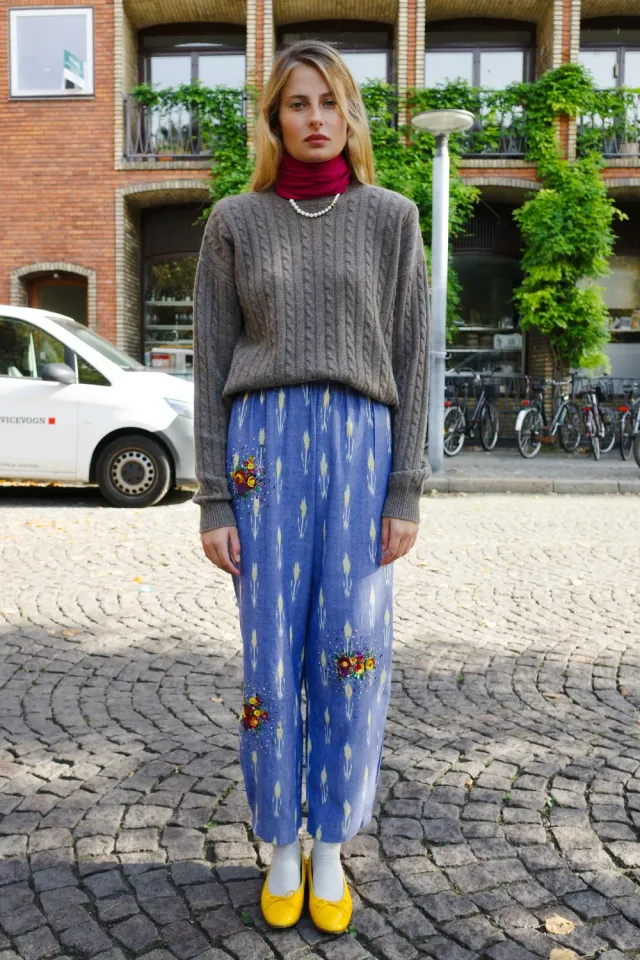 Caro Editions Coco Light Blue Ikat bukser lyseblå bomuld