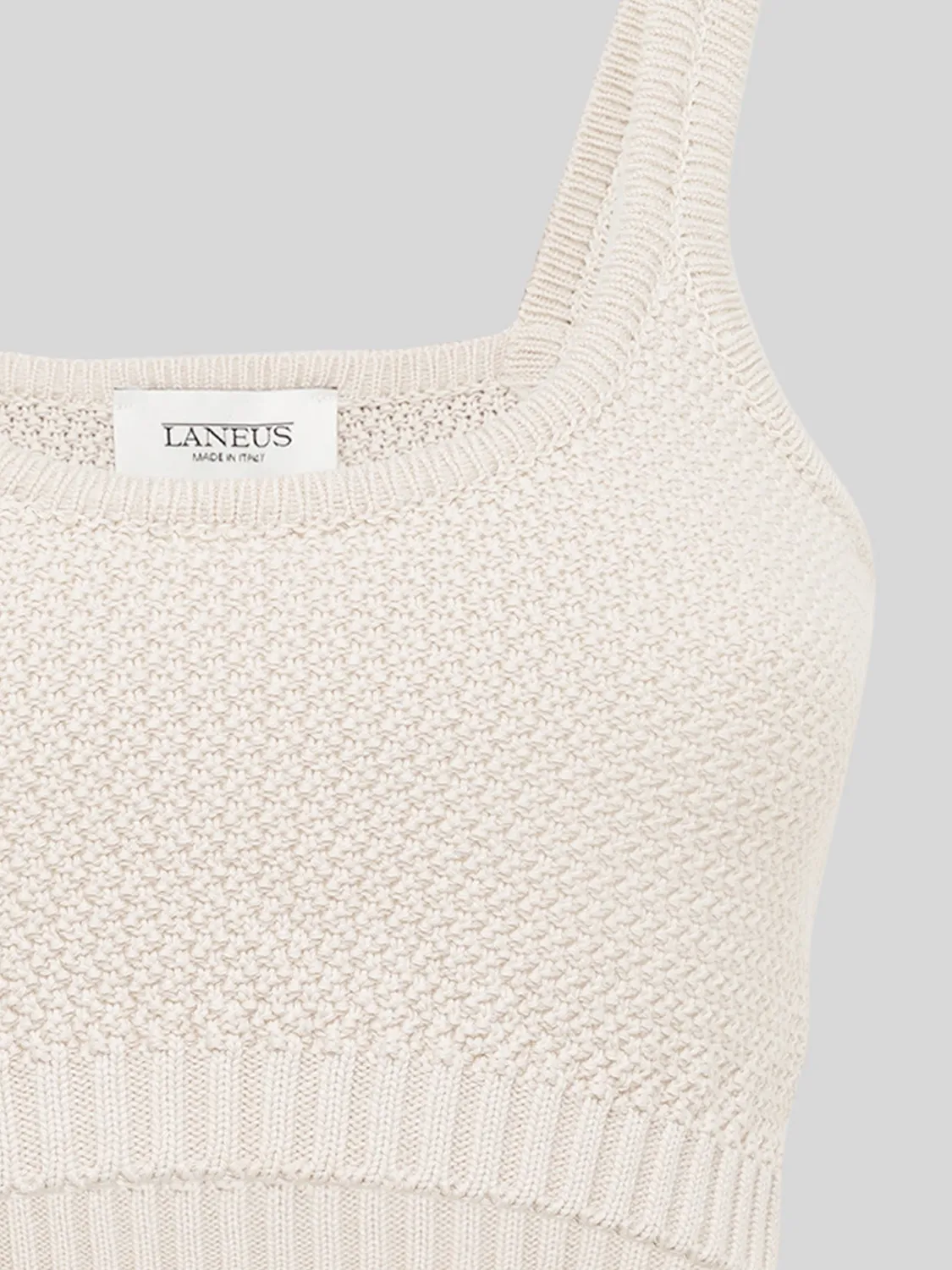Laneus Knitted Top croptop creme ren bomuld