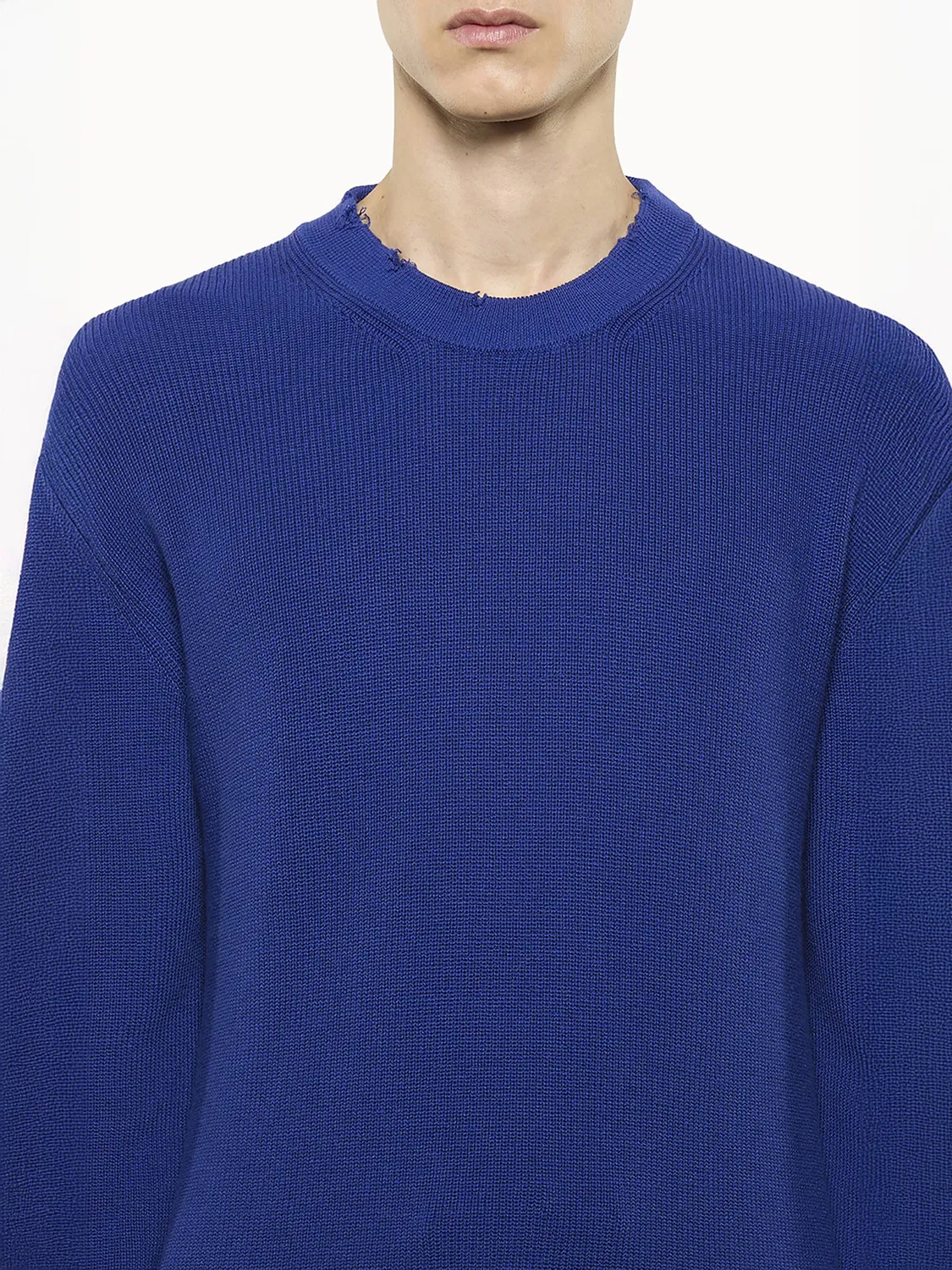 Laneus Crew Neck striktrøje blå bomuld