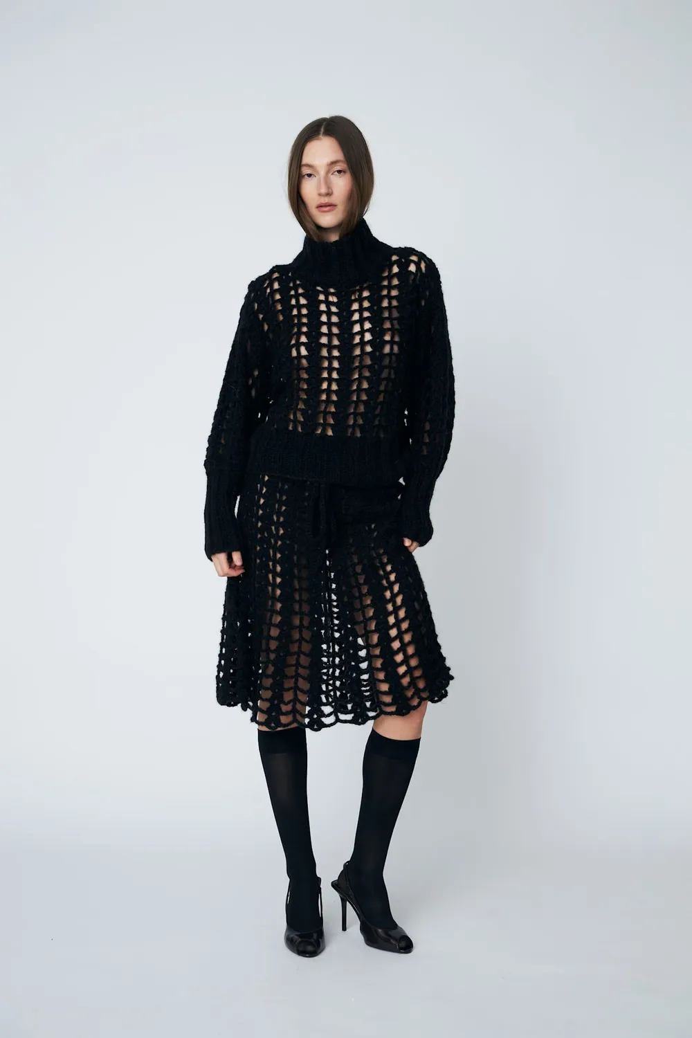 DAWNXDARE Emma Crochet nederdel 199 Black hæklet sort
