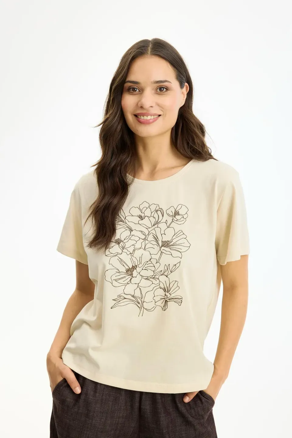 IN FRONT Salsa t-shirt med broderi klassisk