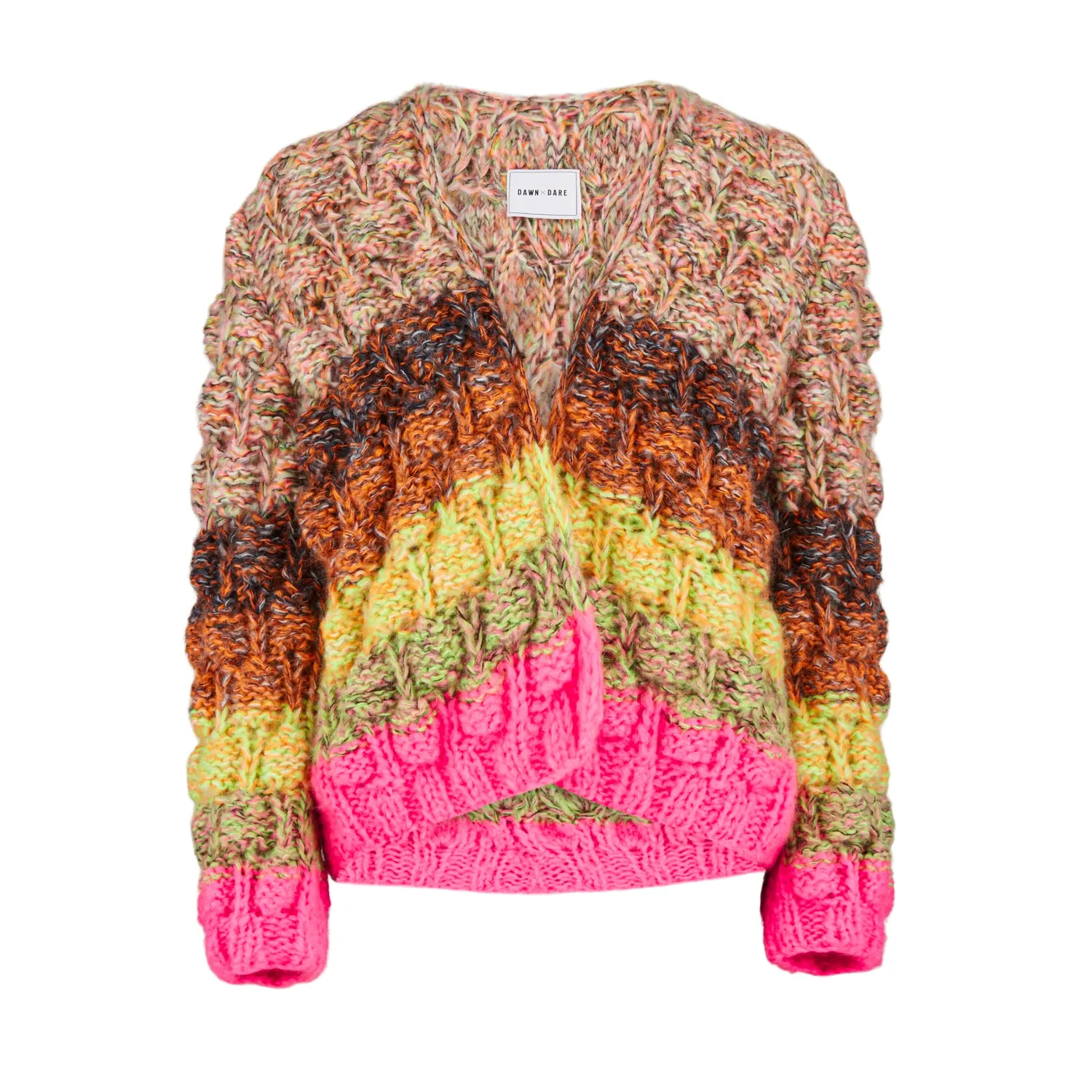 DAWN x DARE ARENA RAINBOW strikcardigan pink multi mohair