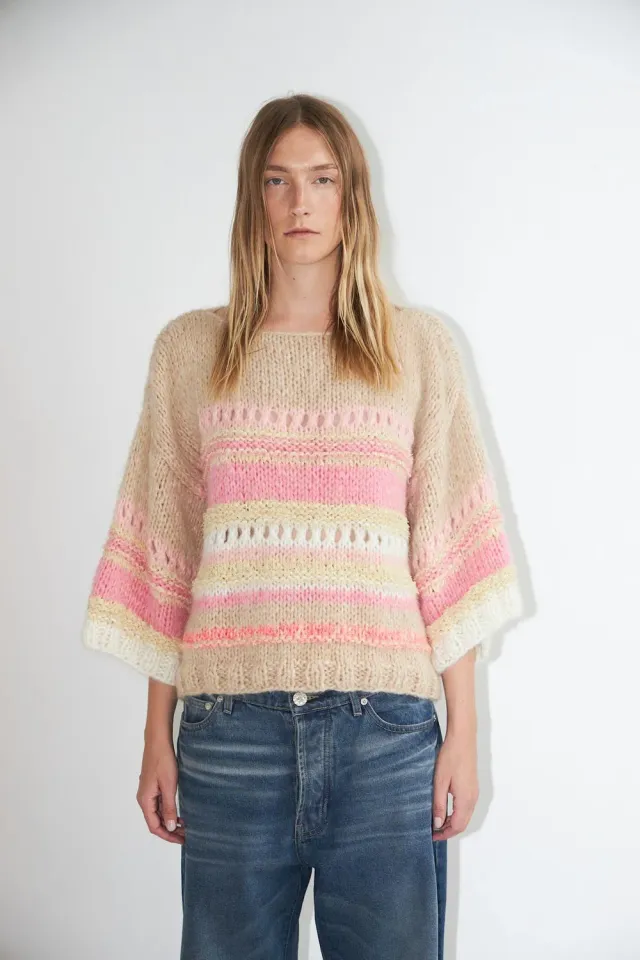 DAWNXDARE Elvina pullover pink shade hulmønster