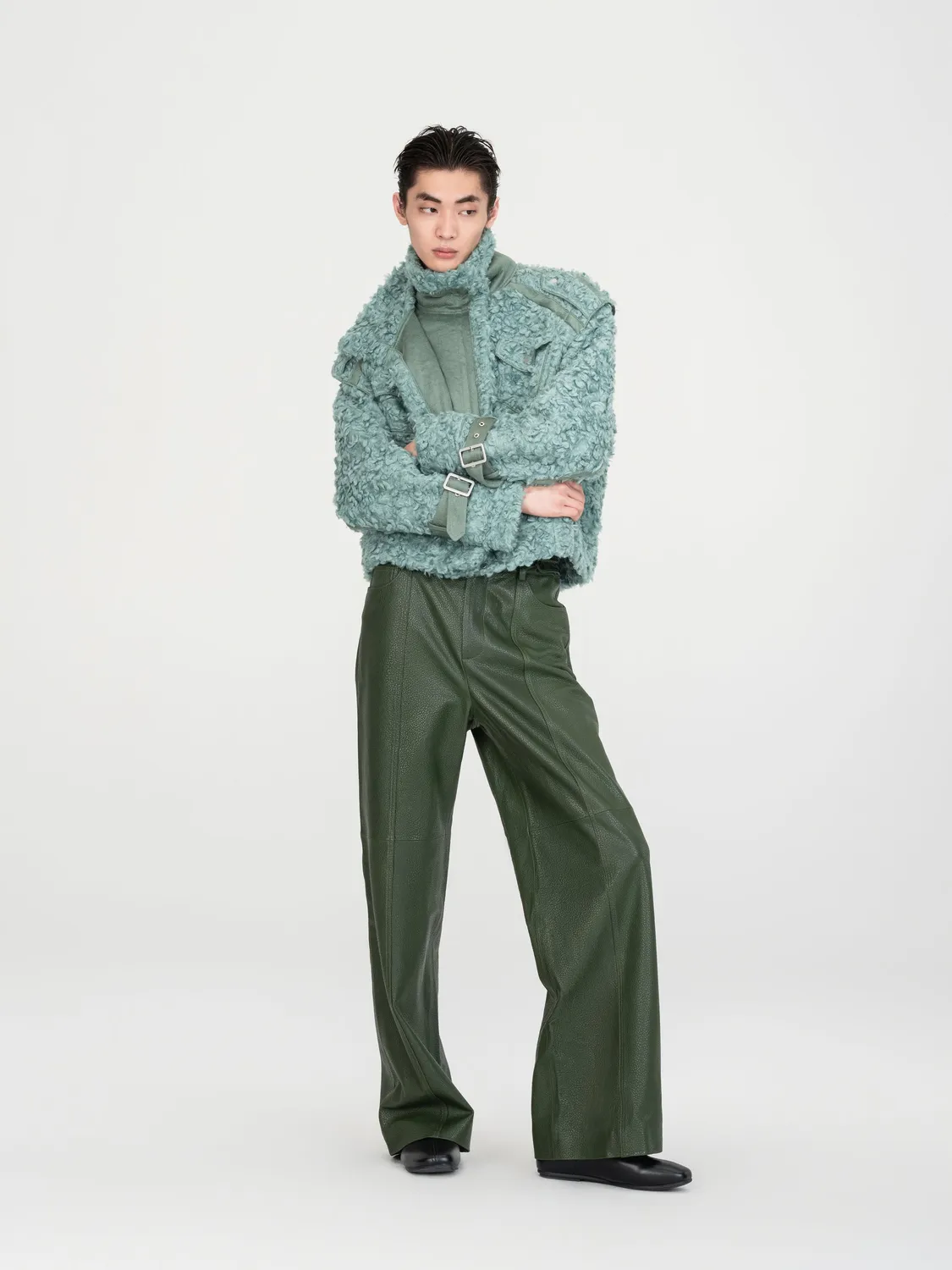 Feng Chen Wang Reversible Faux Shearling jakke grøn