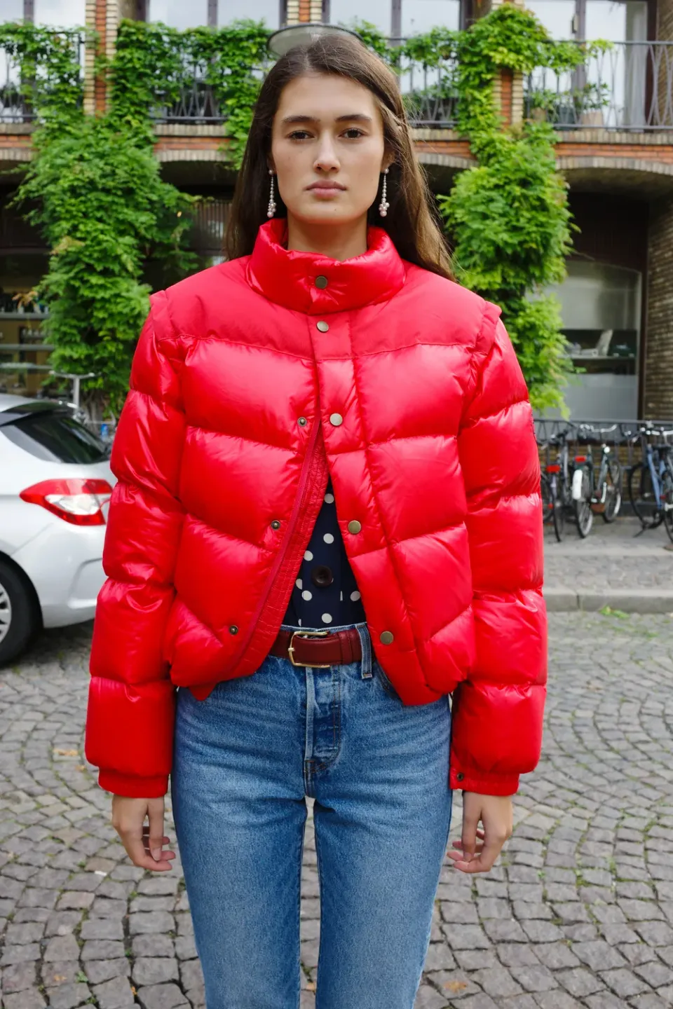 Caro Editions Puffer Nylon Feather Red dynejakke rød