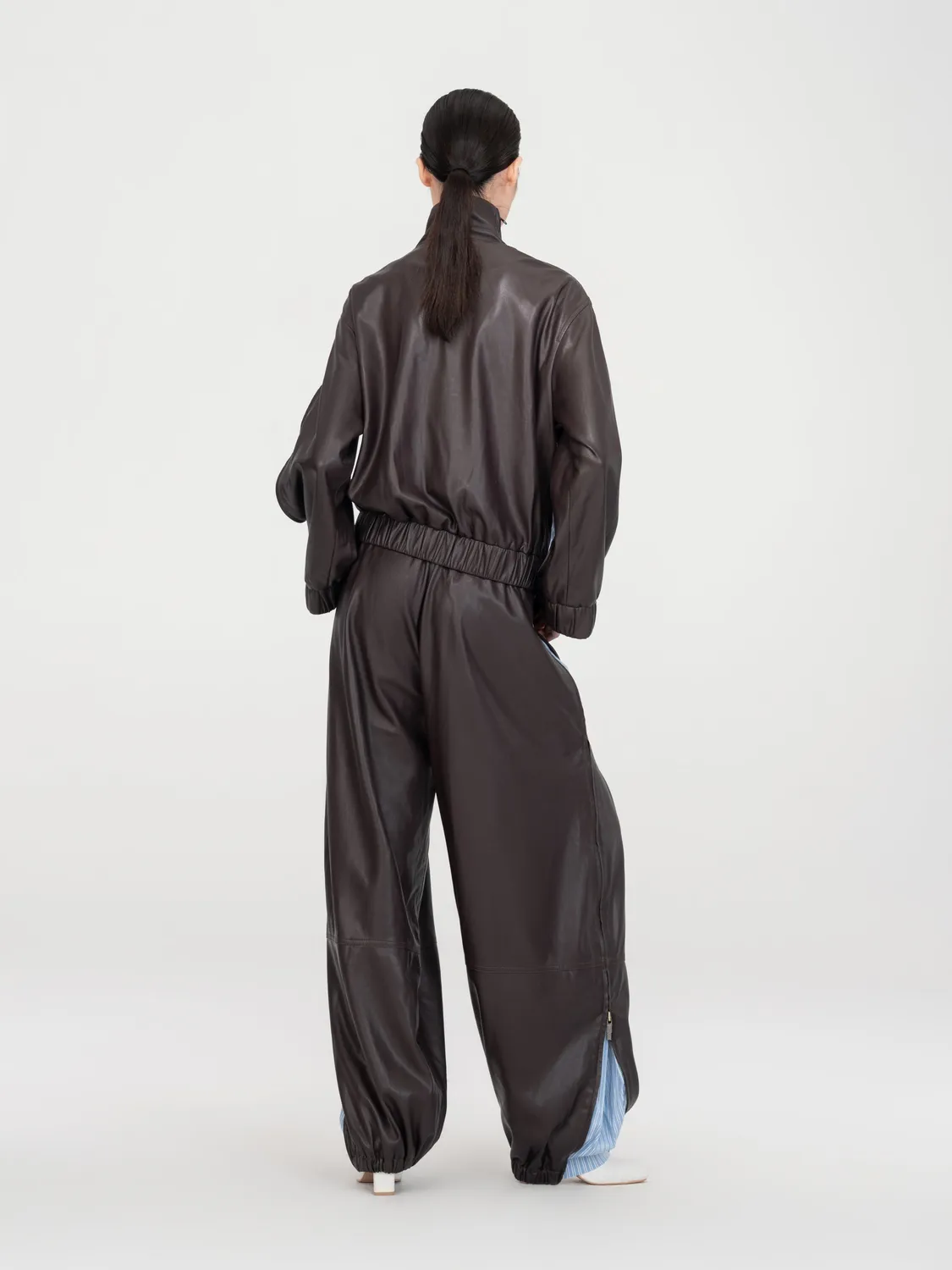 Feng Chen Wang Striped Panel Zip jakke S brun