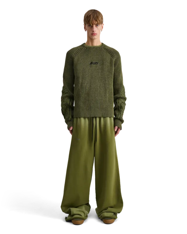Alis Aria Knit striktrøje oliven broderi