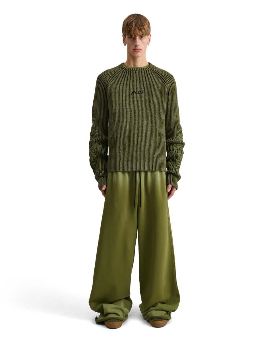 Alis Aria Knit striktrøje oliven broderi