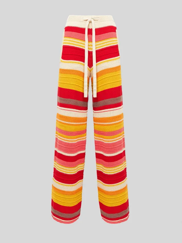 Laneus Multicolor Knit Trousers strikbukser pink bomuld