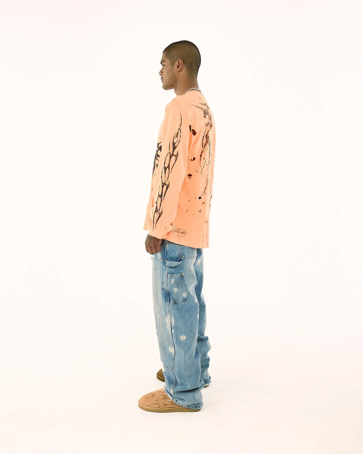 Hellstar Tribal longsleeve orange vintage bomuld