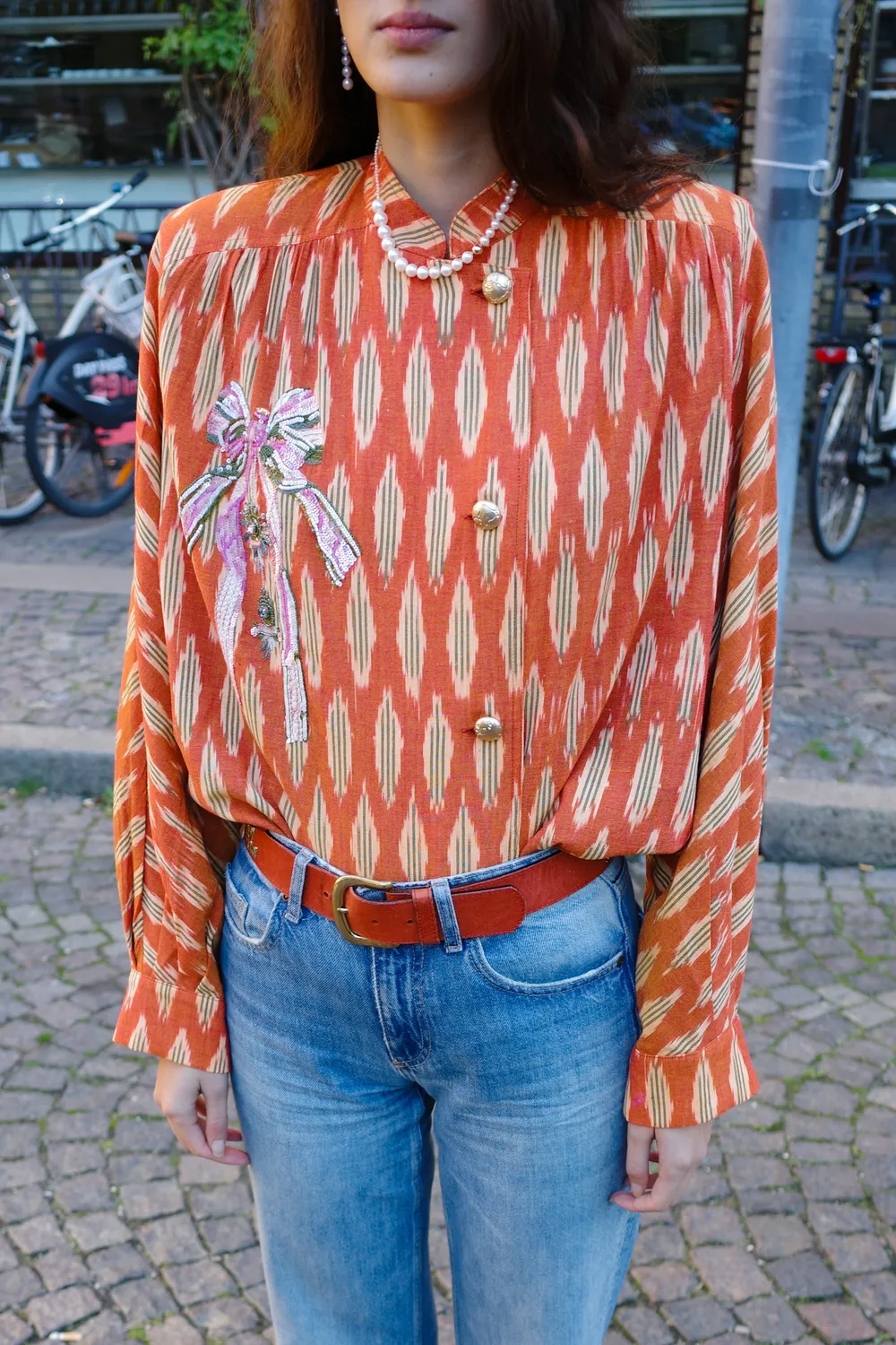 Caro Editions Susan Brown Ikat skjortejakke brun bomuld
