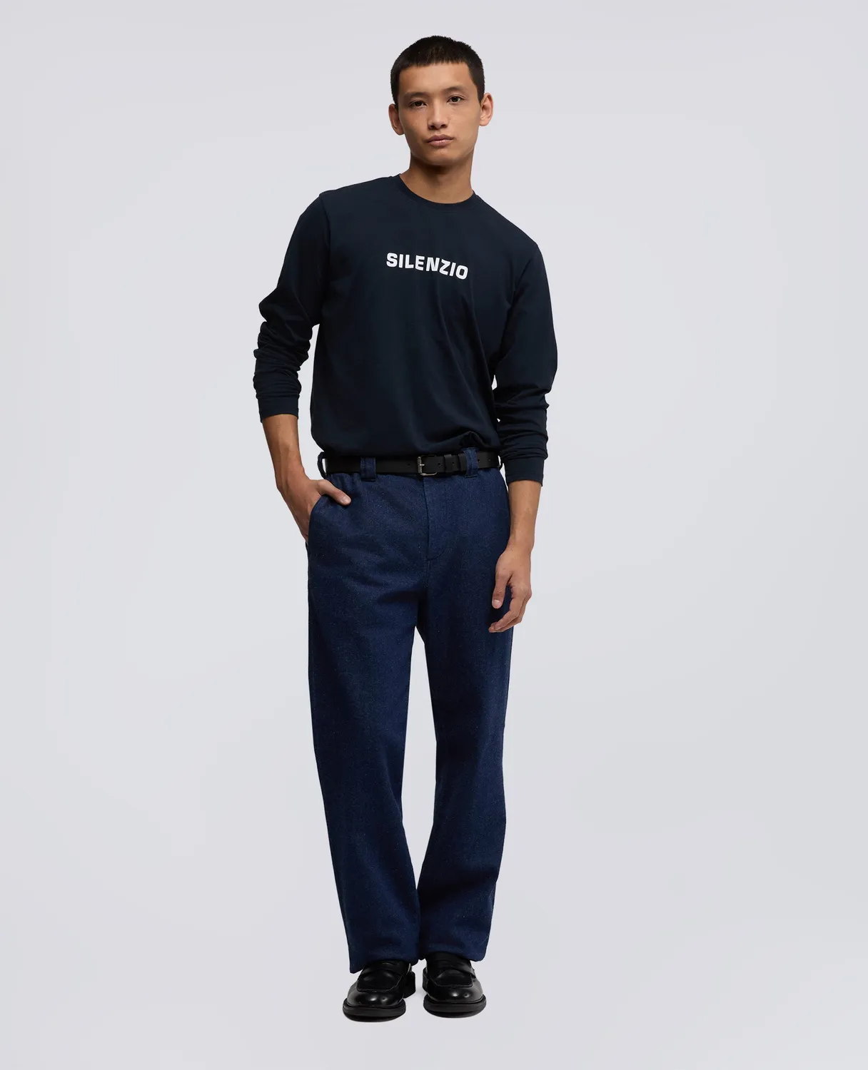 Aspesi Silenzio Langærmet T-shirt Navy bomuld