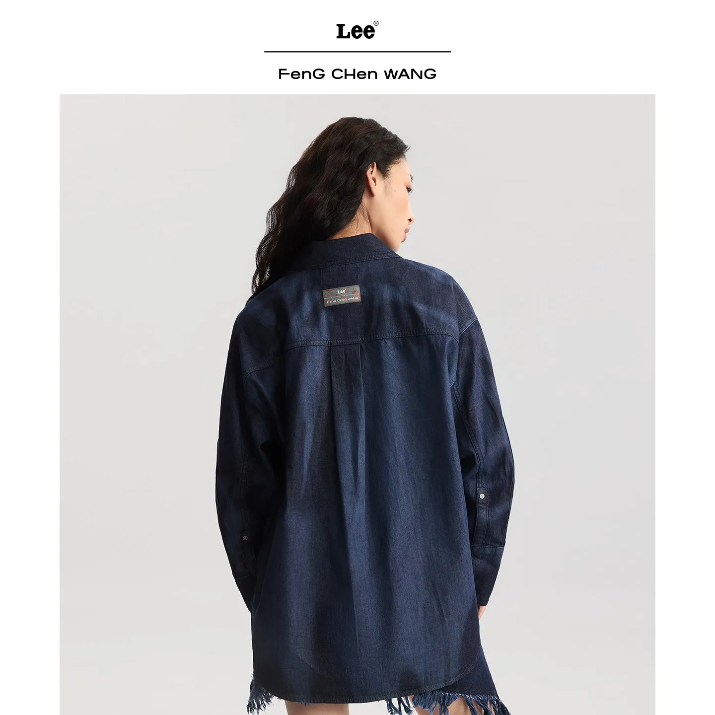 Lee x Feng Chen Wang denimskjorte mørk oversize